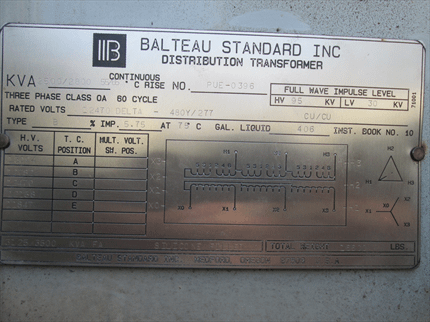 2500 KVA Balteau Substation Oil Transformer