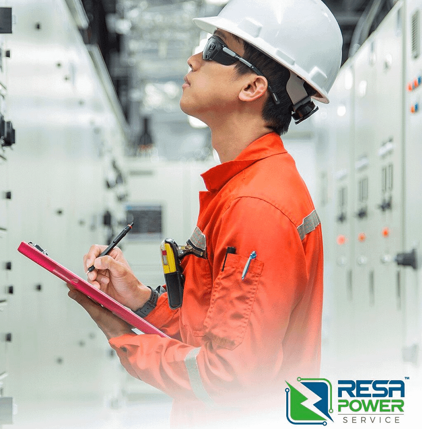 A RESA Power field tech examining switchgears.